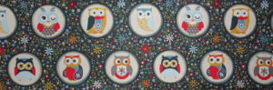 Nested Owls Panel (Slate Blue)