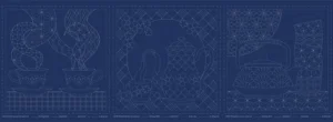 Teatime Stitchery Panel (Navy)