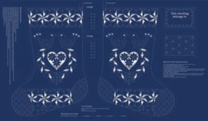 Sashiko Stocking Panel (Navy/Silver)