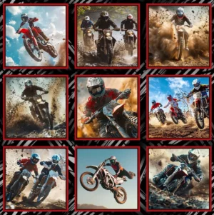 Throttle Thrills Motorbikes Panel (Block Collage)